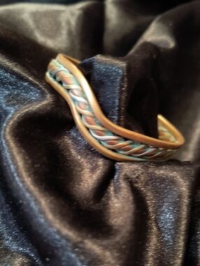 Handcrafted Unisex Mixed Metals Tri-Colored Braided Cuff Bracelet